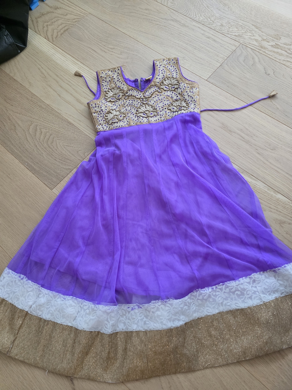 Indian Girls Outfit Purple Embellished Party Dress Kurta, Approx Size 5-7T